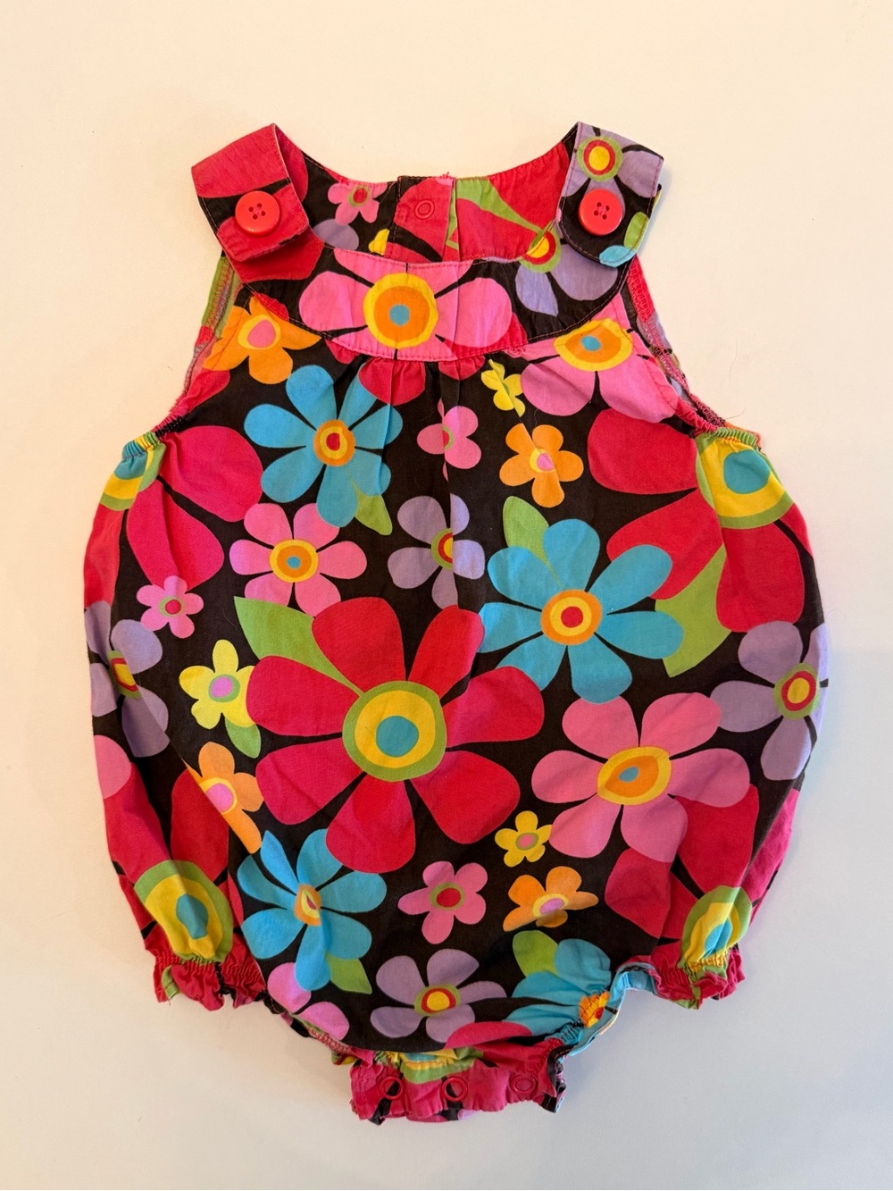Carter's Floral Bubble Romper in Black, Pink, Blue & Red